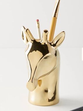 Anthropologie gold giraffe pencil holder or flower vase sold out